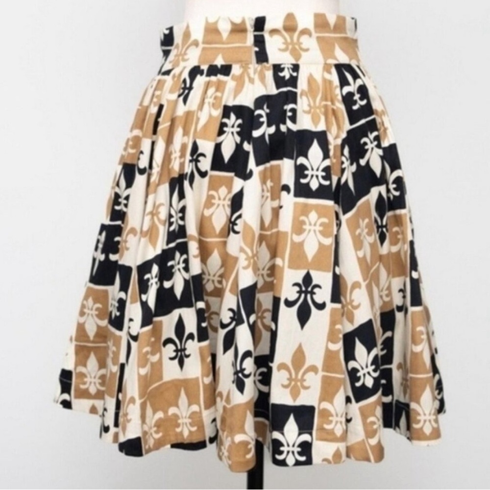 Trashy Diva Fleur-de-lis Circle Skirt Gold Tan Black size 4